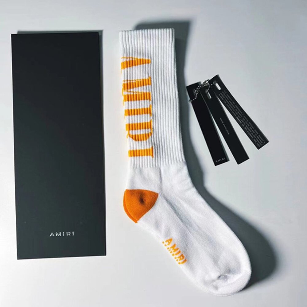 Amiri Back Logo Orange Socks